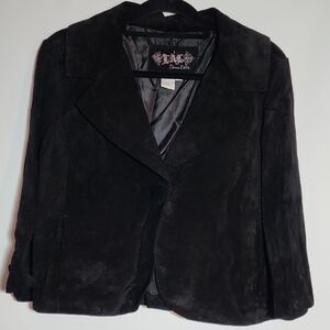 LIVE A LITTLE Black Suede Leather Blazer